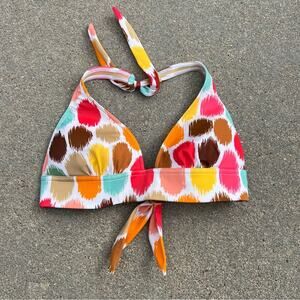 Victoria’s Secret Abstract Water Color Dot Halter Tie Triangle bikini Top